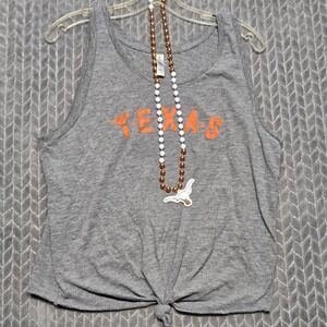 U.S. Apparel Womens Texas Longhorns Tank Top Heather Grey Front Knot Size L